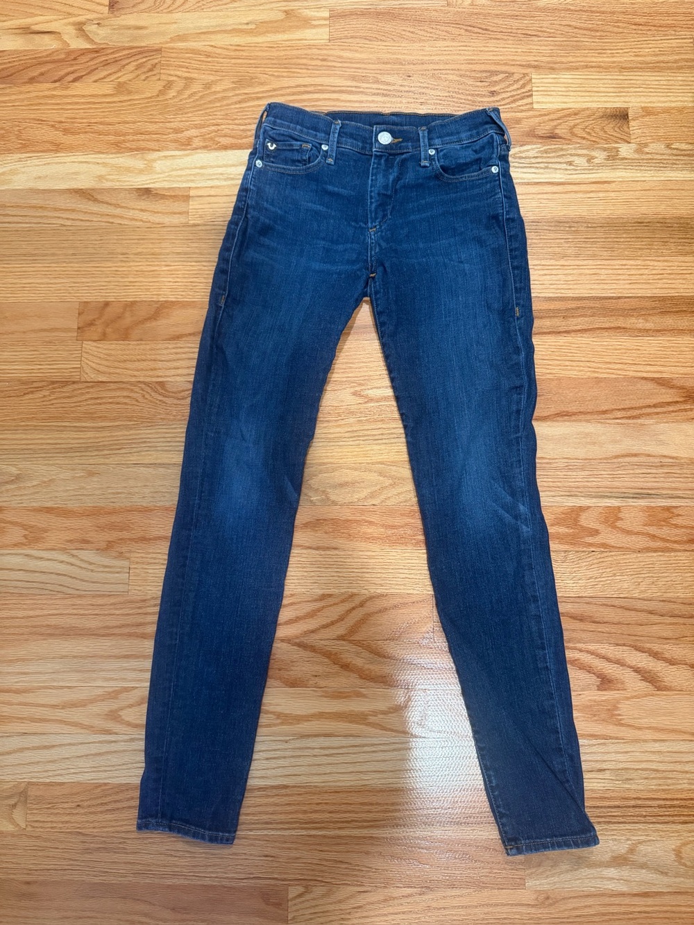 True Religion Halle Mid Rise Super Skinny Jeans Size 26 Dark Wash